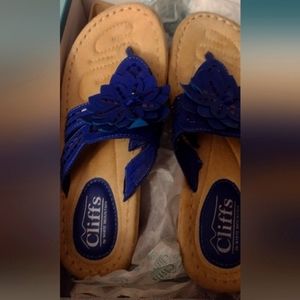 NWT Cliffs cupcake ll wedge sandal blue size 6.5 M